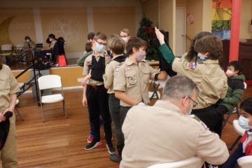 Scouts work on first aid