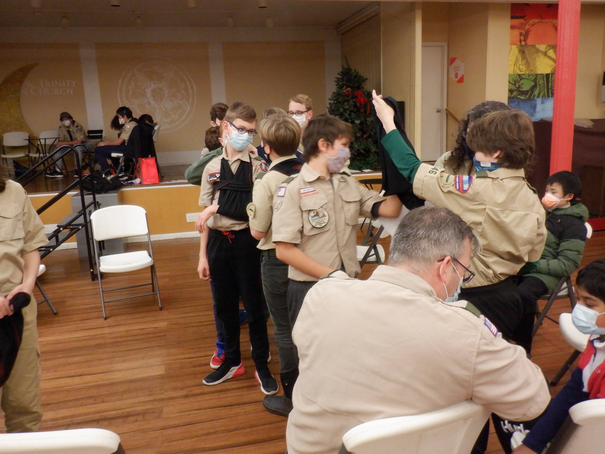 Scouts work on first aid