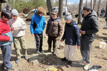 Scouts doing the cooking section of competion